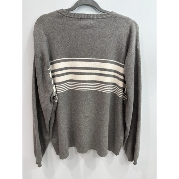 Men's Covington XL Gray Striped 100% Cotton Crewneck Sweater Long Sleeve - Picture 2 of 9